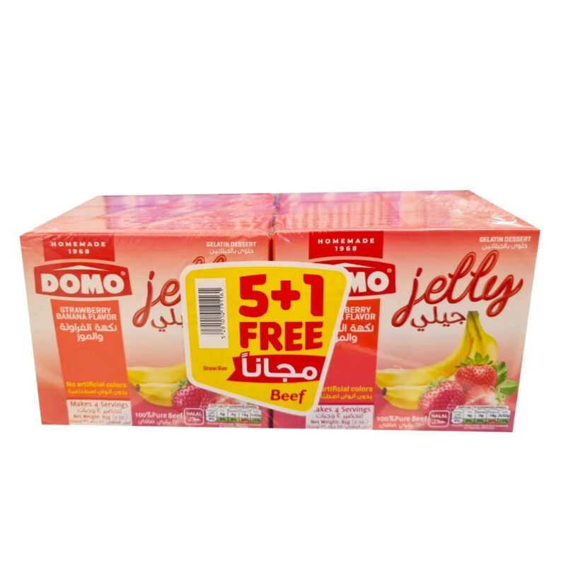Domo Jelly Gelatin Dessert Strawberry Banana 85GR 5+1 Free
